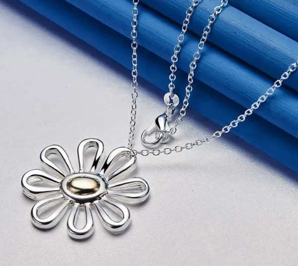 Collier Fleur en Argent Sterling 925 16-30 Pouces – Bijoux de Luxe pour Femme, Idéal pour Mariage, Fiançailles, Cadeau