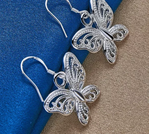 Boucles d'Oreilles en Argent Sterling 925 pour Femme – Boucles d'Oreilles Papillon 35MM Mode, Cadeau de Mariage et Bijoux Élégants