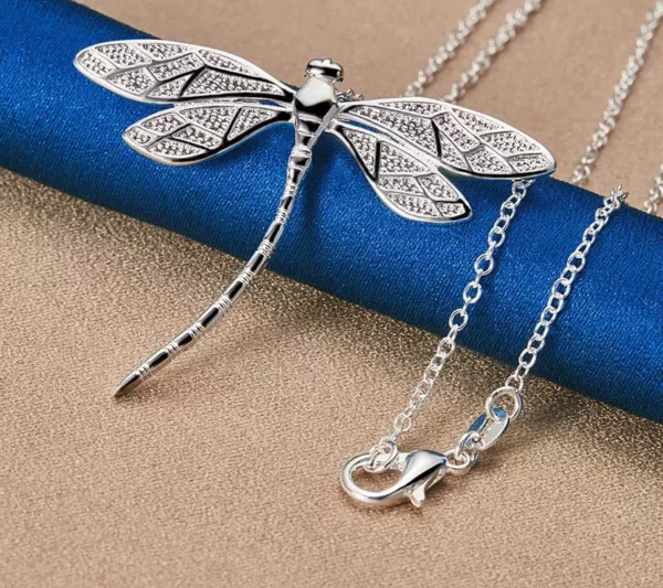 Collier en Argent Sterling 925 16-30 Pouces avec Pendentif Libellule – Bijoux de Mariage, Fiançailles et Cadeau Élégant pour Femme