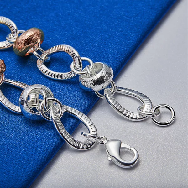 Bracelet en Argent Sterling 925 8 Pouces avec Cadenas en Forme de Cœur – Bijoux de Mariage et Fiançailles pour Femme et Couple