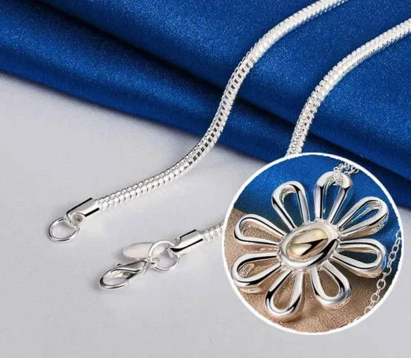Collier Fleur en Argent Sterling 925 16-30 Pouces – Bijoux de Luxe pour Femme, Idéal pour Mariage, Fiançailles, Cadeau