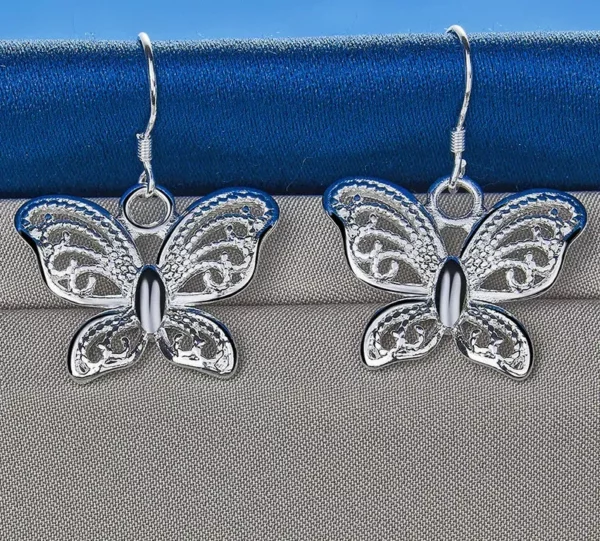 Boucles d'Oreilles en Argent Sterling 925 pour Femme – Boucles d'Oreilles Papillon 35MM Mode, Cadeau de Mariage et Bijoux Élégants