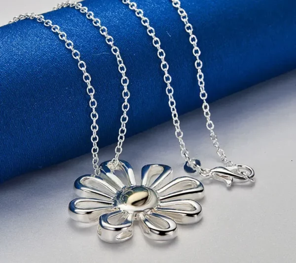 Collier Fleur en Argent Sterling 925 16-30 Pouces – Bijoux de Luxe pour Femme, Idéal pour Mariage, Fiançailles, Cadeau