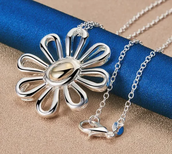 Collier Fleur en Argent Sterling 925 16-30 Pouces – Bijoux de Luxe pour Femme, Idéal pour Mariage, Fiançailles, Cadeau