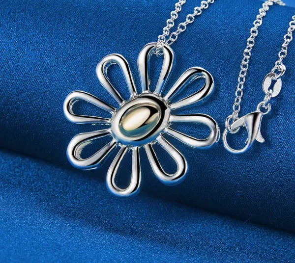 Collier Fleur en Argent Sterling 925 16-30 Pouces – Bijoux de Luxe pour Femme, Idéal pour Mariage, Fiançailles, Cadeau