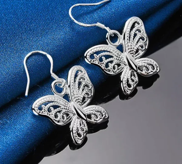 Boucles d'Oreilles en Argent Sterling 925 pour Femme – Boucles d'Oreilles Papillon 35MM Mode, Cadeau de Mariage et Bijoux Élégants