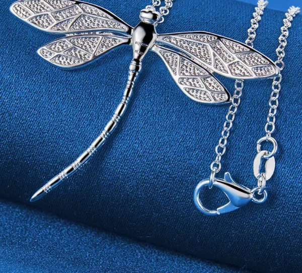 Collier en Argent Sterling 925 16-30 Pouces avec Pendentif Libellule – Bijoux de Mariage, Fiançailles et Cadeau Élégant pour Femme