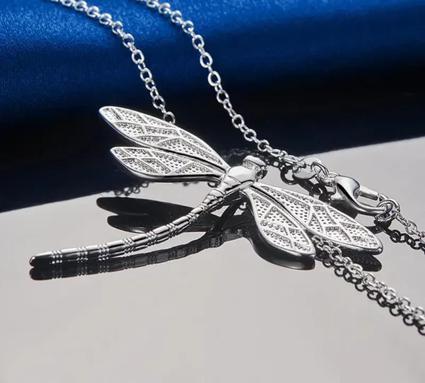 Collier en Argent Sterling 925 16-30 Pouces avec Pendentif Libellule – Bijoux de Mariage, Fiançailles et Cadeau Élégant pour Femme