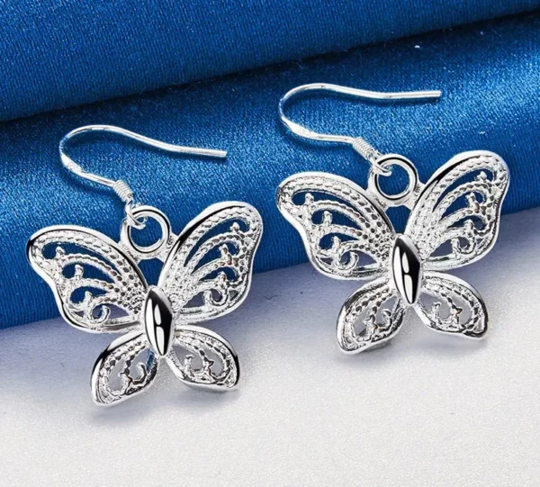 Boucles d'Oreilles en Argent Sterling 925 pour Femme – Boucles d'Oreilles Papillon 35MM Mode, Cadeau de Mariage et Bijoux Élégants