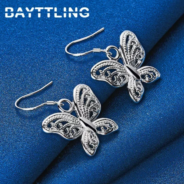 Boucles d'Oreilles en Argent Sterling 925 pour Femme – Boucles d'Oreilles Papillon 35MM Mode, Cadeau de Mariage et Bijoux Élégants