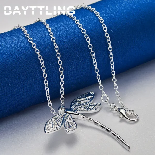 Collier en Argent Sterling 925 16-30 Pouces avec Pendentif Libellule – Bijoux de Mariage, Fiançailles et Cadeau Élégant pour Femme
